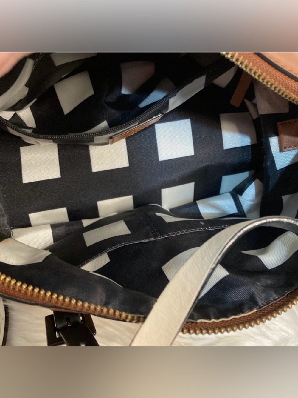 Kate Spade Brown Leather Bag with White Strap Accents - Picture 2 of 7
